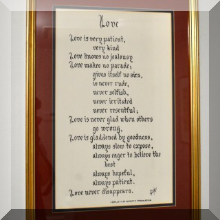 A17. Framed love quote. 21”h x 15”w - $28